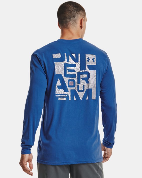 Men's UA Wordmark Sport Palms Short Sleeve, Blue, pdpMainDesktop image number 1